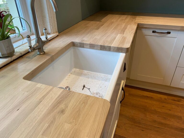 Solid oak kitchen worktop installed in Southampton