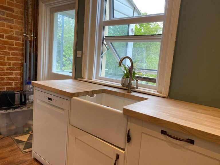 Solid oak kitchen worktop installed in Southampton