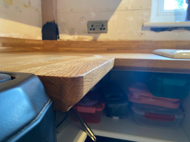 Solid oak kitchen worktop installed in Southampton