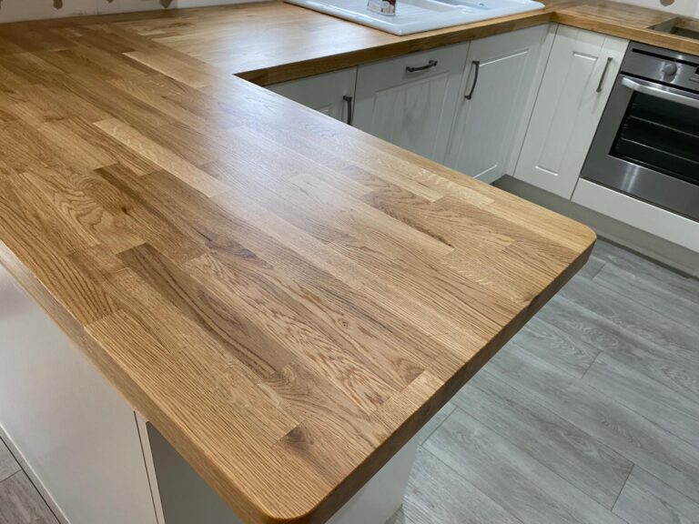 Solid oak kitchen worktop installed in Southampton